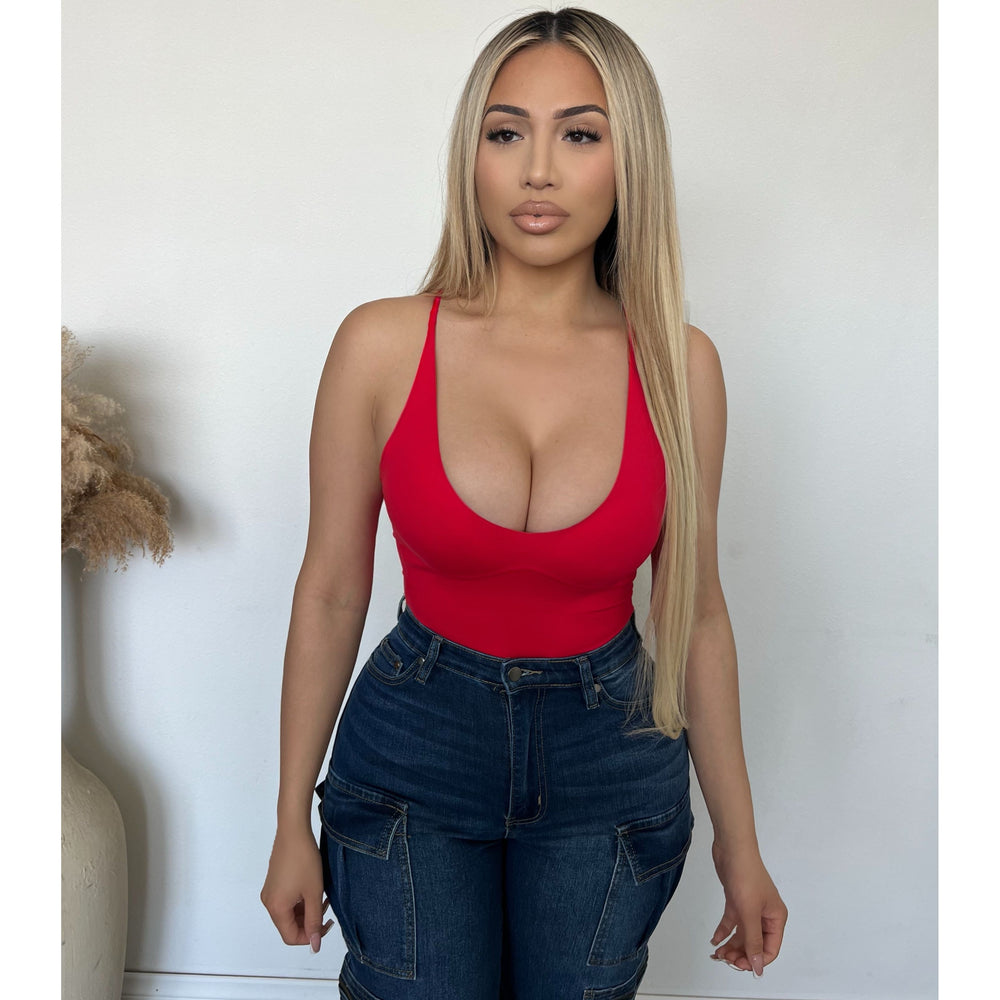 Bust Shaping Strap Bodysuit (Red)
