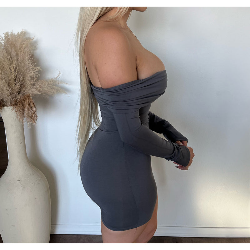 Torisa Off Shoulder Romper (Grey)