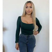 Doreen Scoop Neck Long Sleeve Top (Hunter Green)