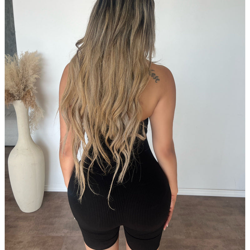 Rena Tube Top Romper (Black)