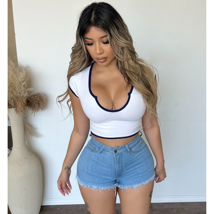 Drake Stretch Shorts High Rise (Light Blue)