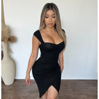 Adrianna Glitter Dress (Black)