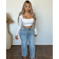 Wendy High Rise Crop Wide Jeans (Light)