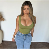 Klarissa V Neck Top (Olive Green)