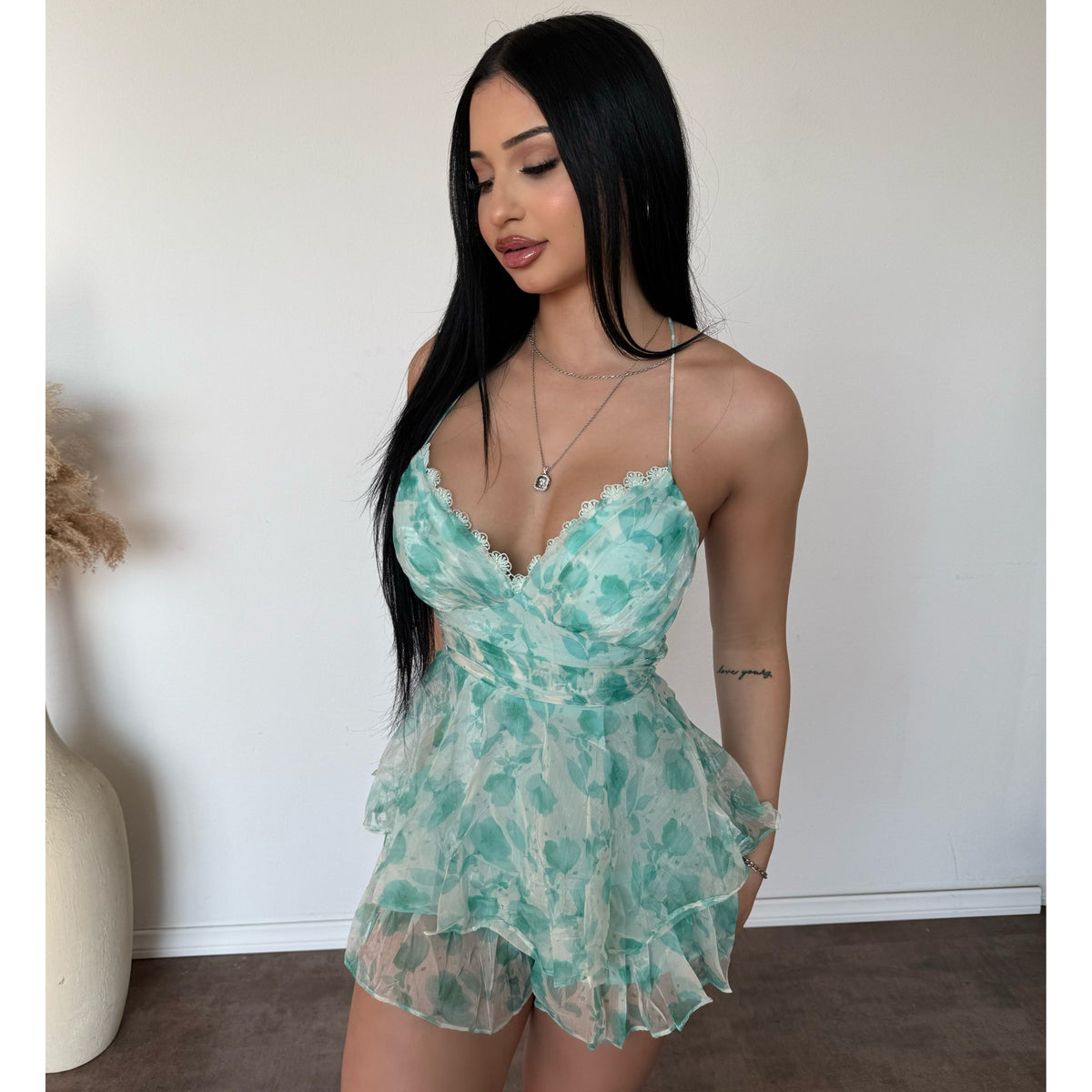 Kindle Flower Print Dress (Turquoise)