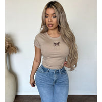 Hailey Butterfly T Shirt (Milk Cofee)
