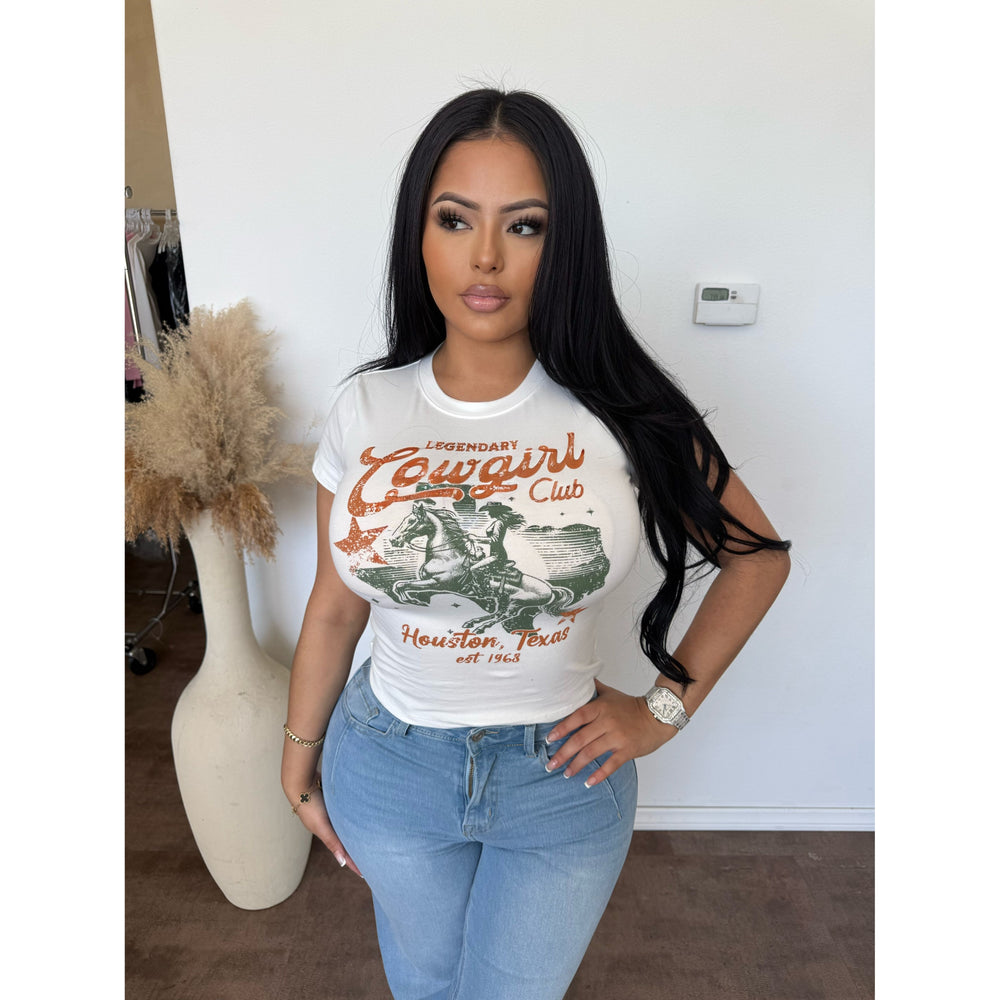 Cowgirl Club Baby Tee (Ivory)