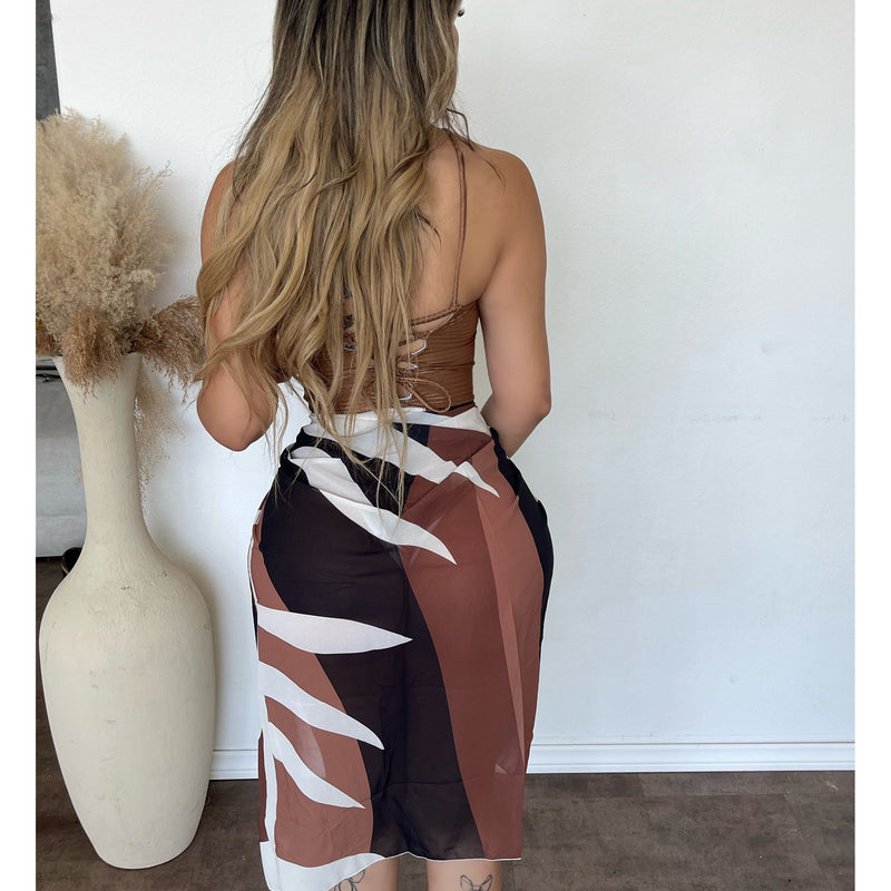 Ashanti Bodysuit W Mesh Bottoms (Brown)