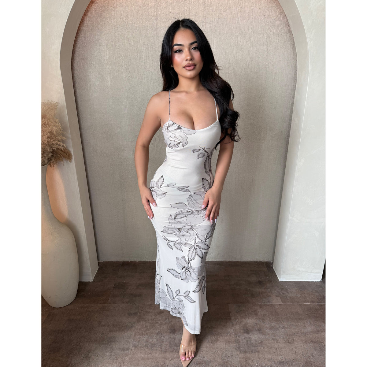 Sarah Snatched Long Dress (Ivory)