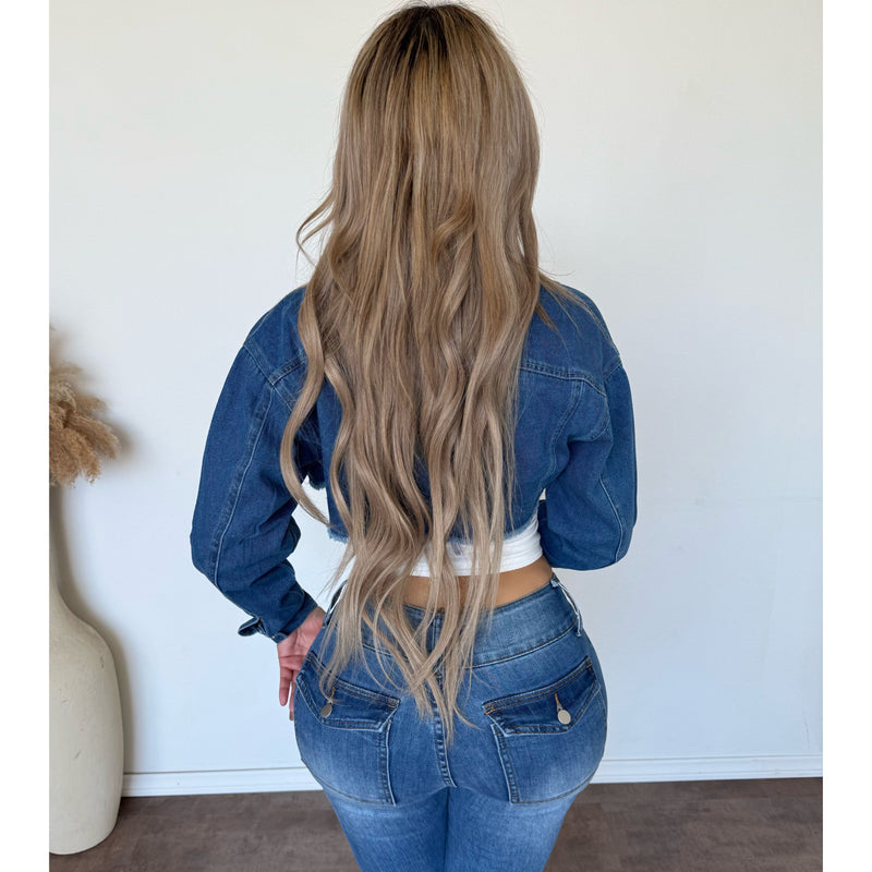 Zella Cropped Denim jacket (Medium)