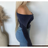 Desire Washed Folded Zipper Sweater (Navy)