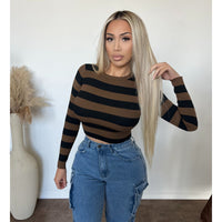 Doreen Round Neck Sweater (Black/Brown)