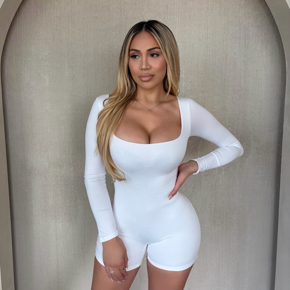 Kimberly Long Sleeve Romper(Off White)