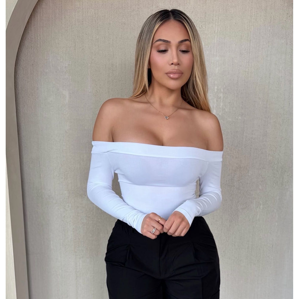 Jessica Off Shoulder Bodysuit(White)