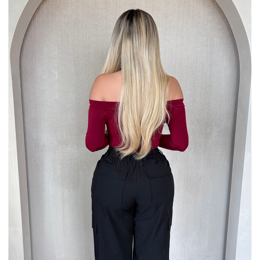 Jessica Off Shoulder Bodysuit(Burgundy)