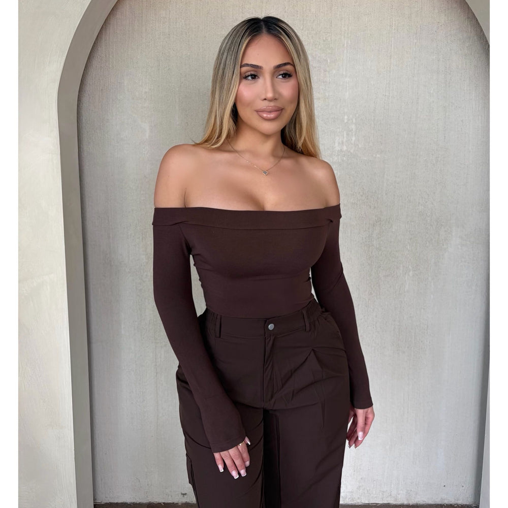 Jessica Off Shoulder Bodysuit(Espresso)