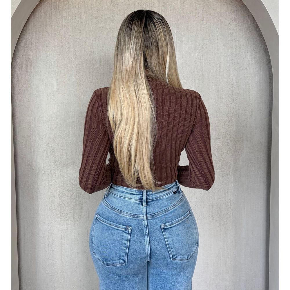 Mayra Rib Zip Up(Brown)
