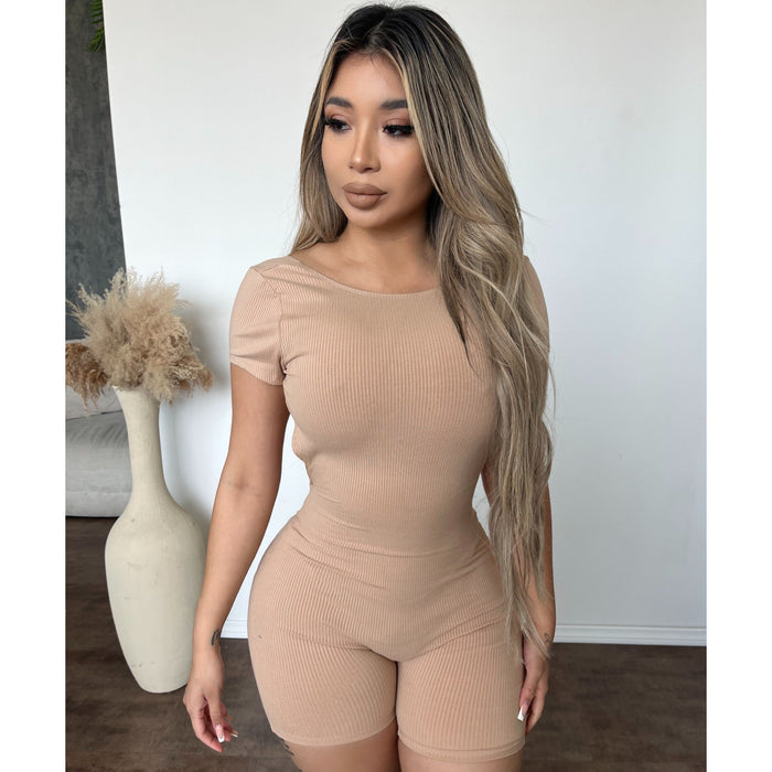 Pricilla Open Back Romper (Surocco)