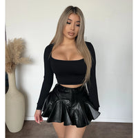 Jasmine Ruffled Mini Skirt (Black)