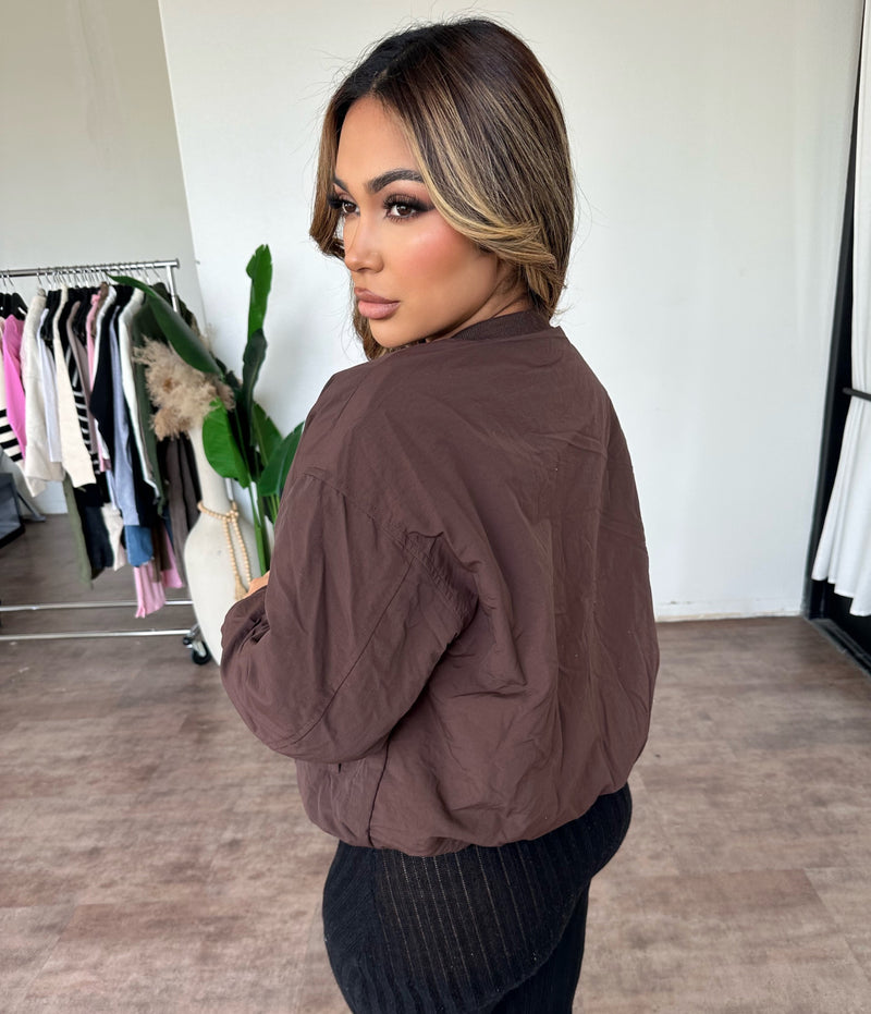 Hailey Bomber Jacket (Brown)