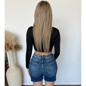 Jason High Rise Loose Fit Shorts (Dark)