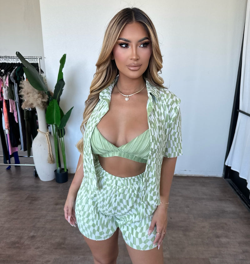 Willow 3 Piece Set (Green/Ivory)
