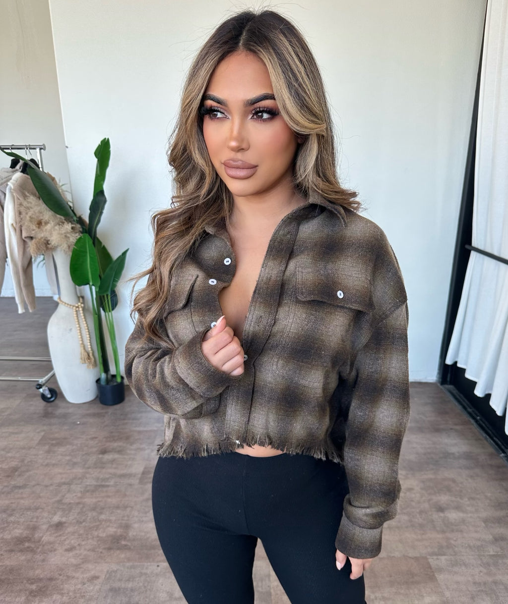 Jacob Cropped Flannel (Brown)