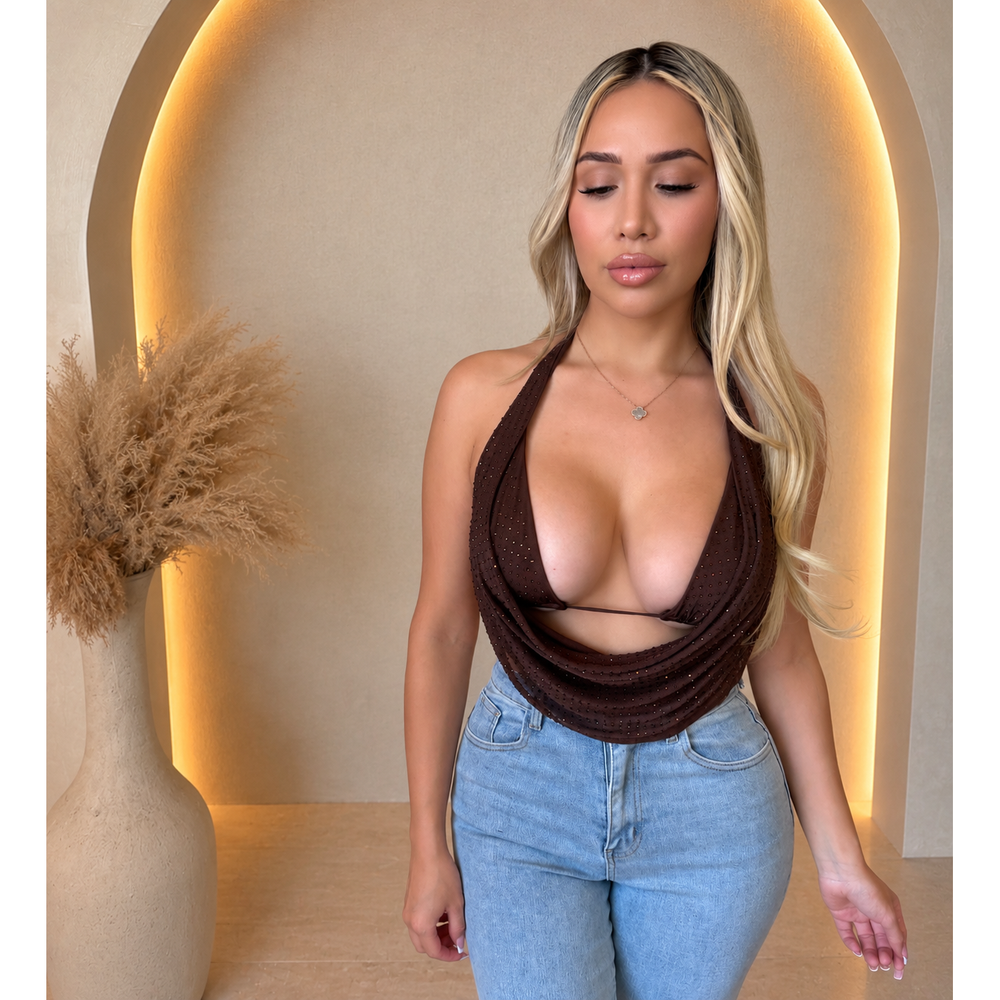Doreen Open Back Top (Chocolate)