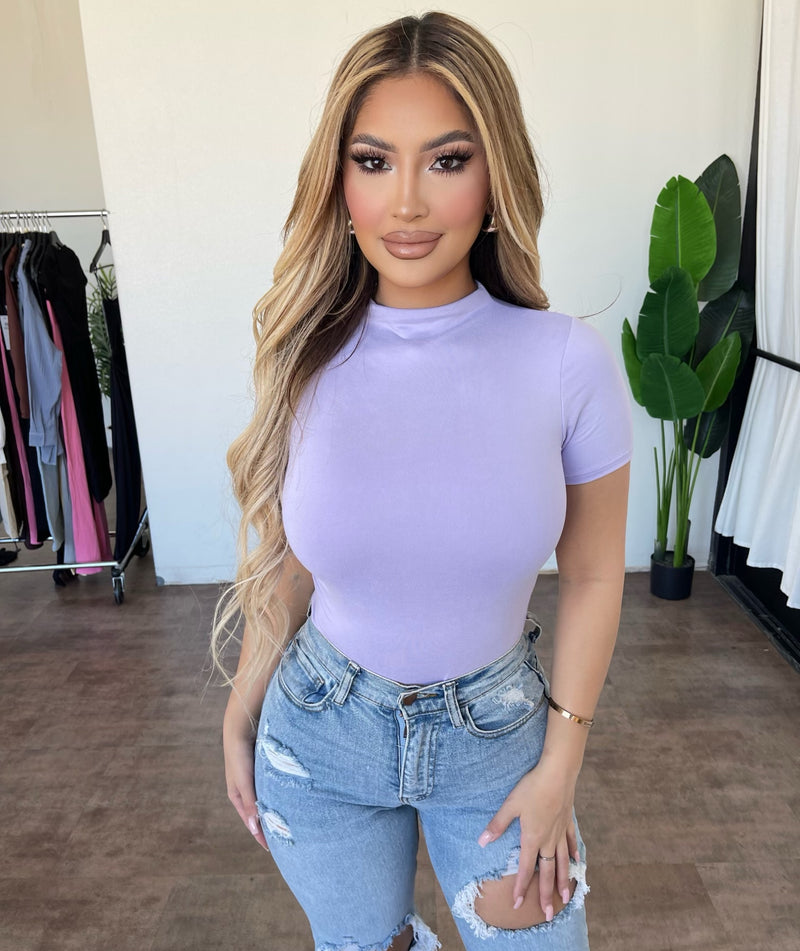 Jenn Short Sleeve Bodysuit(Lavender)