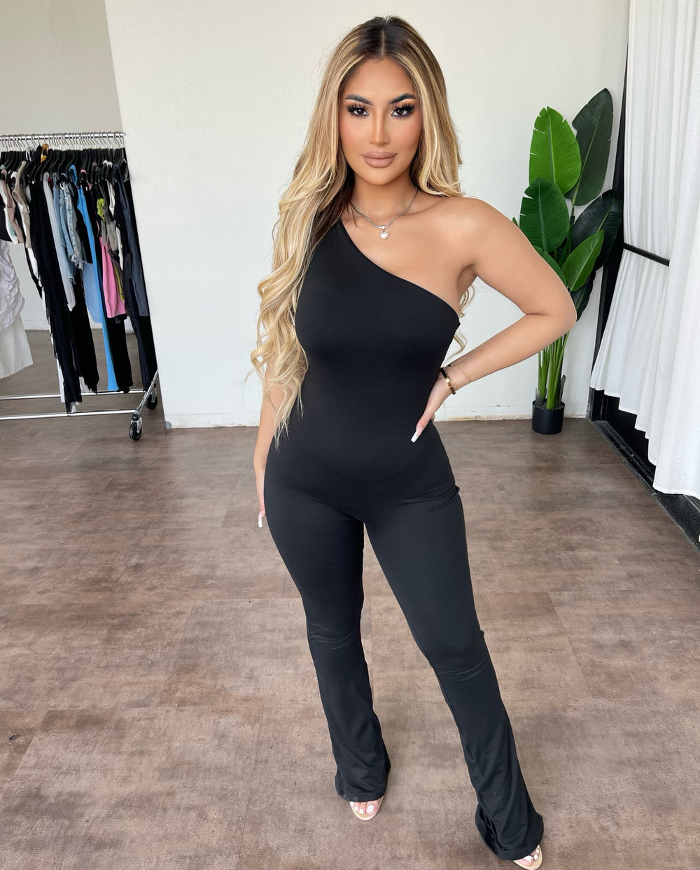 Black Cross Front Cut Out Jumpsuit  In The Style