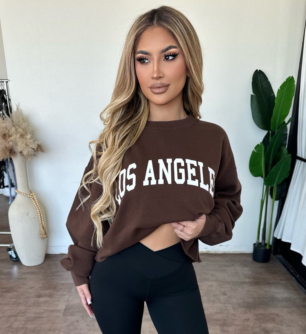 Los Angeles Cropped Sweater (Brown)