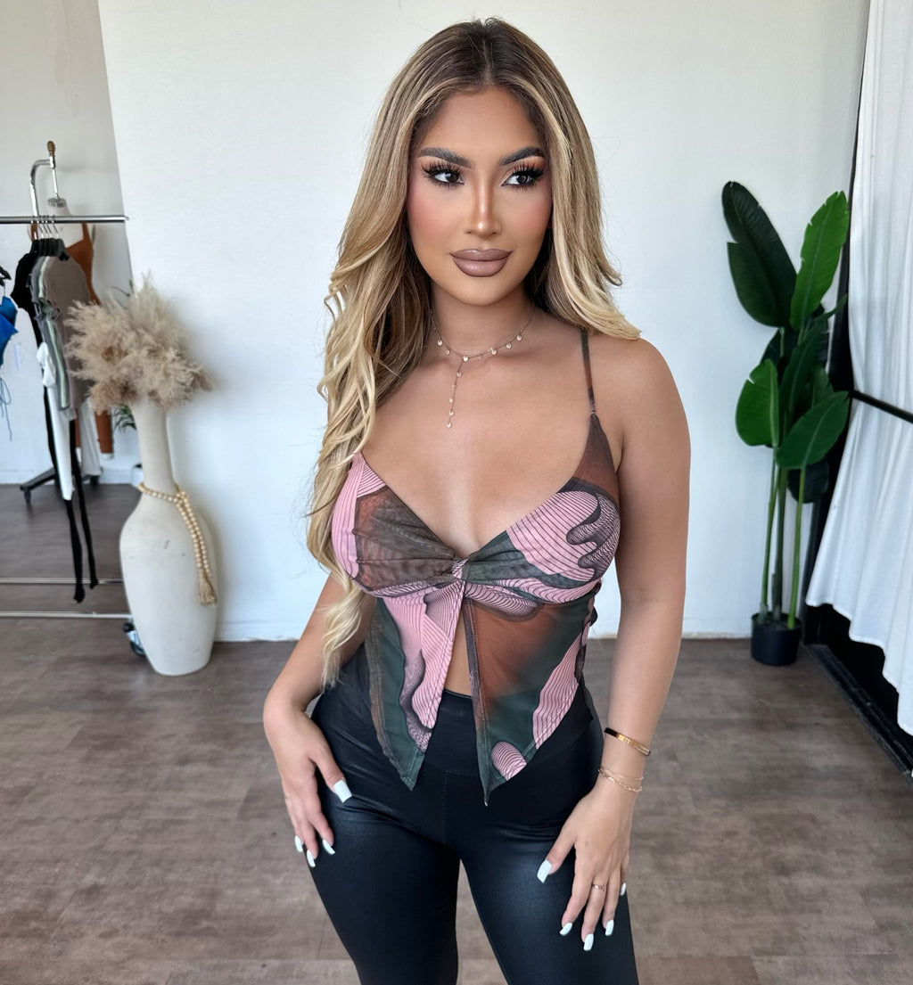 Cindy Top (Pink/Olive Multi)