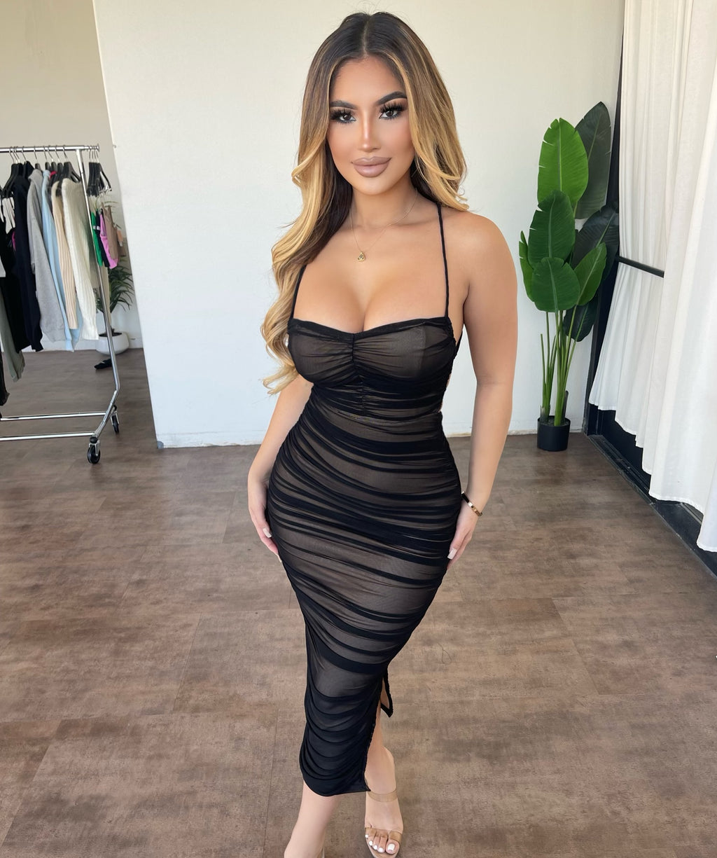 Mariah Maxi Dress (Black/Nude)