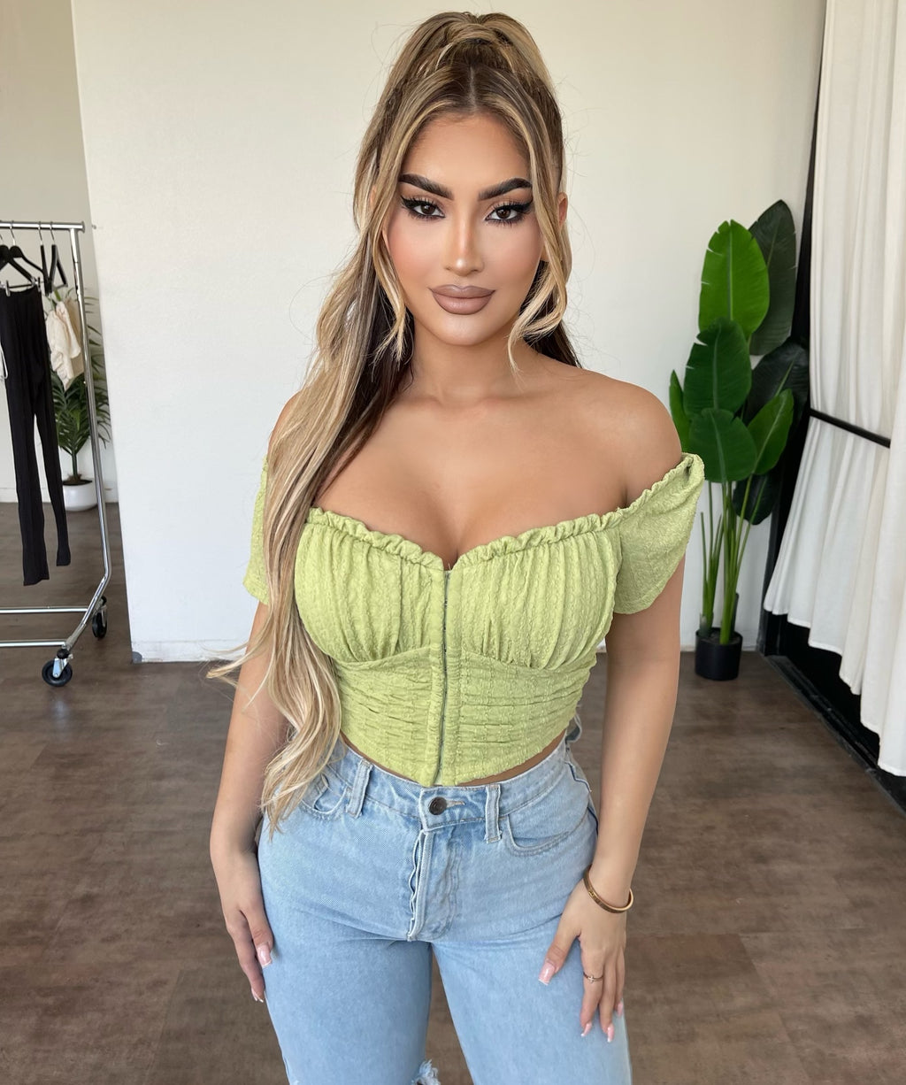 Tracy Cropped Top(Lime)