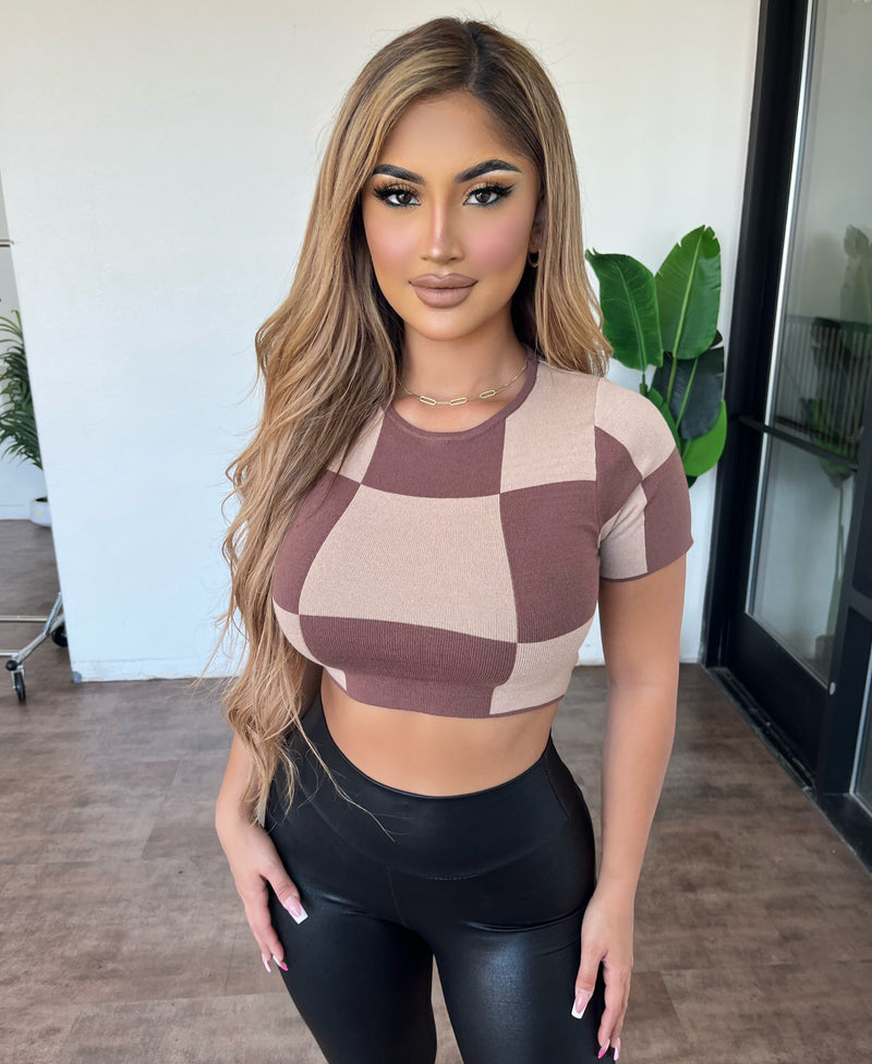 Ashley Cropped Top (Brown)