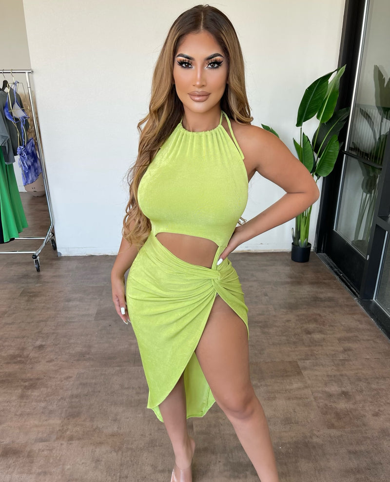 Isabella Dress(Lime Green)