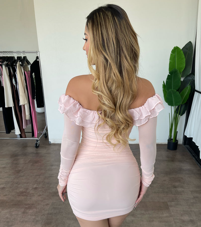 Tania Ruffle Dress(Pale Pink)
