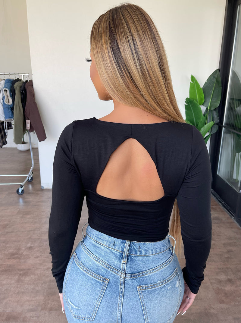 Jenna Open Back Bodysuit (Black)