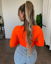 Megan Longsleeve Top(Bright Orange)
