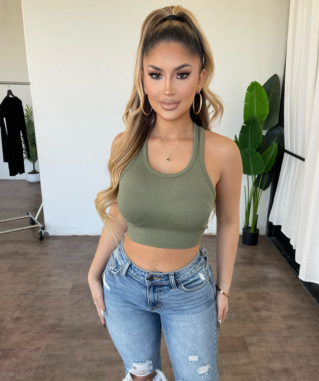 Diana Cropped Top(Olive)